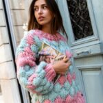 CANDY IN MY POCKET Handmade Knitted Woolen Sweater - Light Blue/Pink