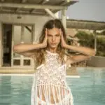 MYKONOS Handmade Sleeveless Crochet Top With Fringes- White