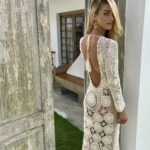 COCOS Handmade Long-Sleeve Crochet Dress With Open Back