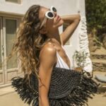 LEROS Straw Wicker Bag With Fringes And Zipper - Image 3