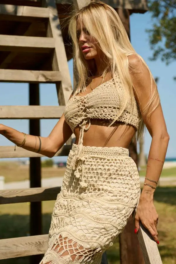RENATA Χειροποίητο Πλεκτό Τοπ -Μπεζ - Image 8