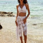 OLIVIA Co-Ord Set - Crochet Top With Skirt White - Image 3