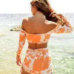 MILKY WAVE Co-ord Set -Tie-Dye Set - Top With Skirt And Bikini Bottom Orange - Image 3