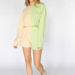 SIMPLY HAPPY Two-Tone Co-ord Set - Long Sleeve Top With Shorts