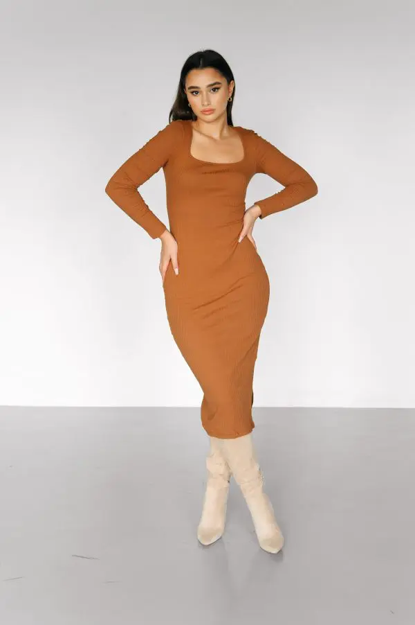 WILD ROMANCE Long-sleeved Fitted Rip Dress - Image 6
