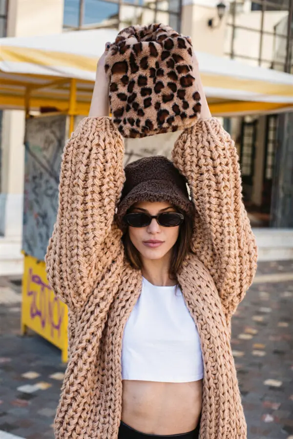 LEOPARD FLYFFY Τσάντα Με Βελούδινη Υφή