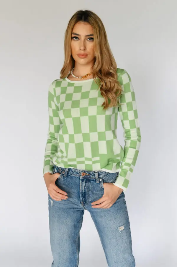 HAILEY Long-sleeved Top With Print Checkerboard - Image 3