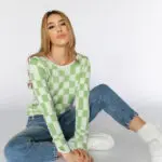 HAILEY Long-sleeved Top With Print Checkerboard - Image 2