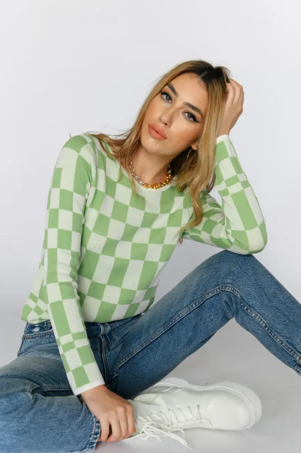 HAILEY Long-sleeved Top With Print Checkerboard - Image 4