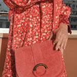 ROZARIA Crossbody Bag With Suede Texture And Decorative Belt