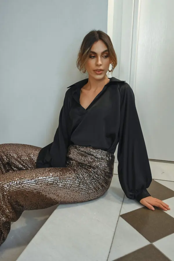 EVA Σατεν Μακρυμάνικο Τοπ - Image 2