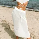 LAYLA Co-ord Set - Handmade Knitted Top with Long Skirt White