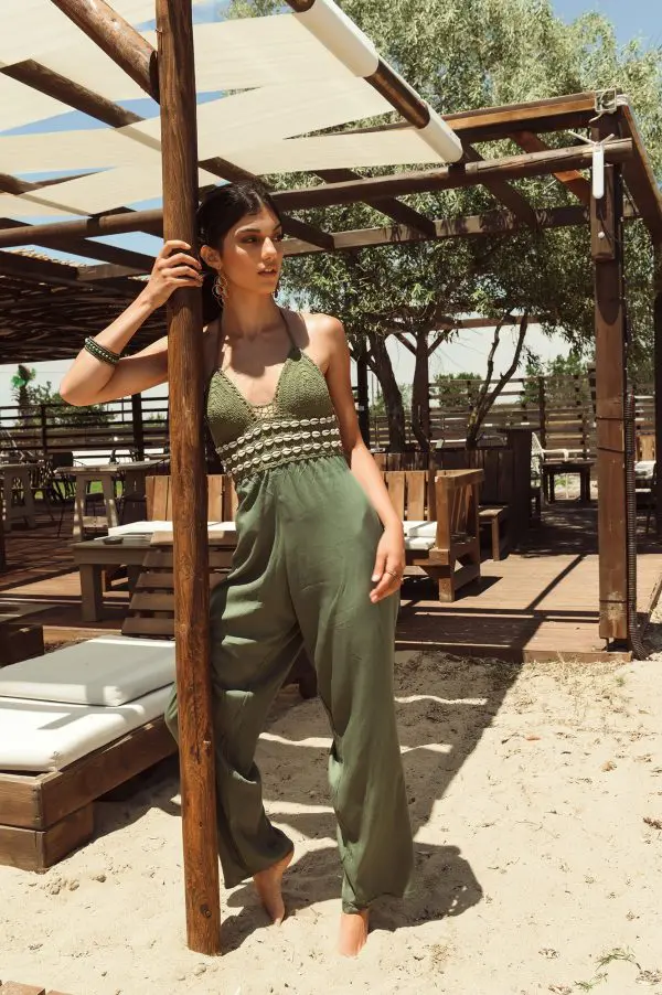 SHAPE OF YOU Jumpsuit With Details Of Shells - Khaki
