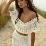 MAYA Οff Shoulder Handmade Crochet Top -White