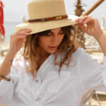 OLIVET  Hat With Belt And Decorative Gold Leaf