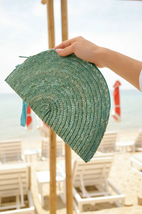 RAINBOW Χειροποίητο Clutch Ψάθινο - Τιρκουάζ - Image 2