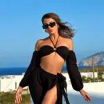 CANCUN ORGANIC Μακρυμάνικο Τοπ Από Οργανικό Βαμβάκι Με Κατεβασμένους Ώμους Και Λεπτομέρεια Στο Στήθος -Μαύρο