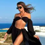 CANCUN ORGANIC Μακρυμάνικο Τοπ Από Οργανικό Βαμβάκι Με Κατεβασμένους Ώμους Και Λεπτομέρεια Στο Στήθος -Μαύρο - Image 4