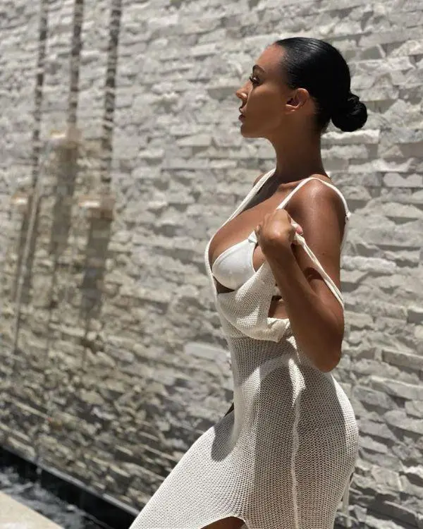 MELANIE Maxi Handmade Crochet Caftan-Dress White - Image 2