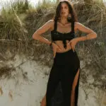 ARIEL Χειροποίητη Πλεκτή Φούστα Με Σκίσιμο - Μαύρο - Image 6