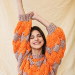 CANDY IN MY POCKET Handmade Knitted Woolen Sweater - Orange/LightBrown