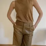 DORIAN Eco Leather Σορτς Με Φερμουάρ -Καφέ - Image 3