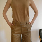 DORIAN Eco Leather Shorts With Zipper -Brown - Image 4