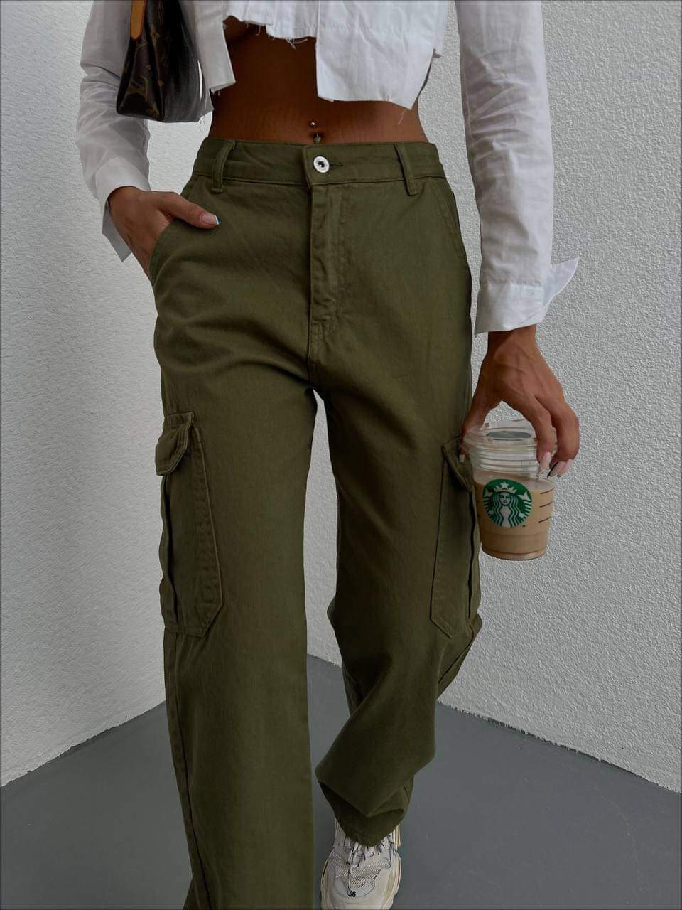 Cargo Pants Women Plus Size Casual Solid Color Comfy Mid Rise
