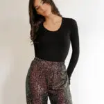 IDEA OF YOU Rip Long-Sleeved Rubber Top -Black - Image 2