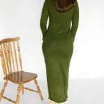 MONICA Μακρυμάνικο Πλεκτό Φόρεμα -Λαδί - Image 4