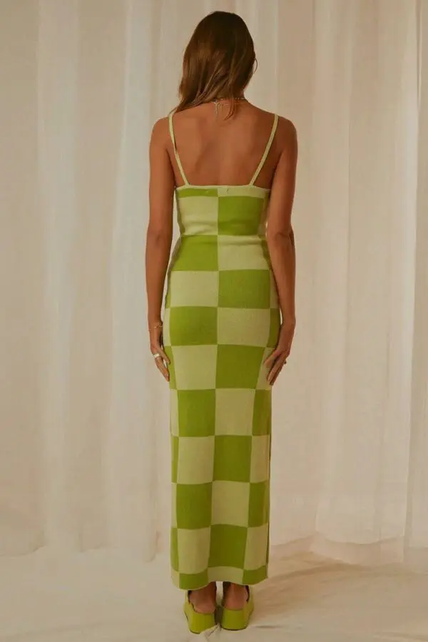 CHESS ON ME Maxi Dress With Straps - Print Chessboard - Image 4