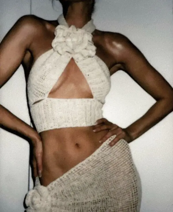 JAPANESE LOVER Handmade Crochet Co-ord Set - Top With Maxi Skirt - Image 5