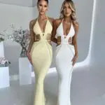 MORE N' MORE Maxi Πλεκτό Διάτρητο Φόρεμα Με Λεπτομέρειες -Κοψίματα - Image 4