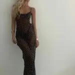 POLKA DOT SHEER DRESS Maxi Transparent Dress With Straps