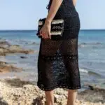 ELETTRA Handmade Crochet Maxi Skirt With Inner Lining -Black - Image 4