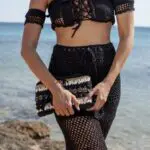 ELETTRA Handmade Crochet Maxi Skirt With Inner Lining -Black - Image 5