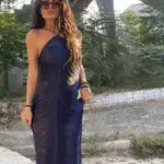 HAVANA VIBES Maxi Φόρεμα Με Ξέφτια -Σκούρο Μπλε