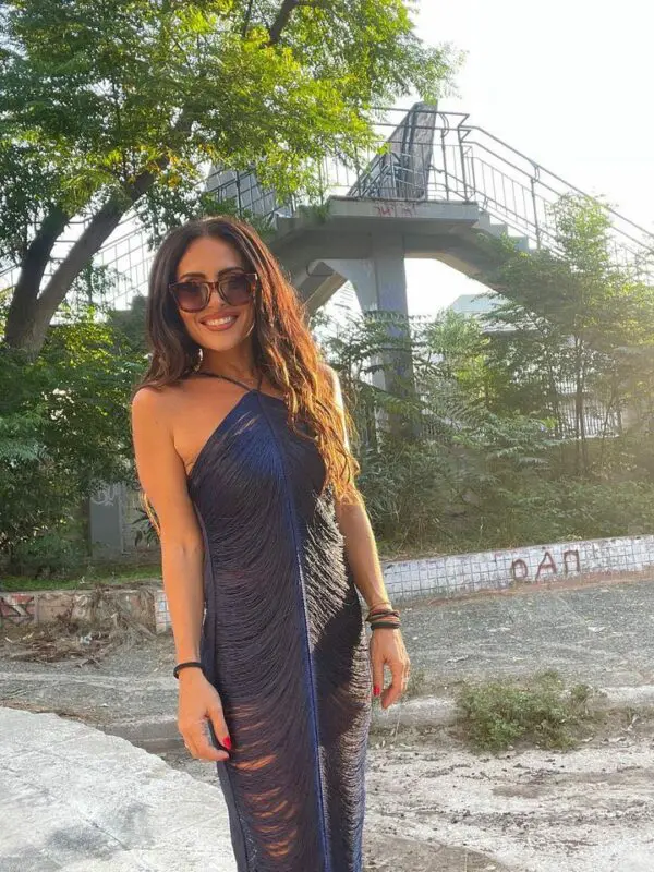 HAVANA VIBES Maxi Φόρεμα Με Ξέφτια -Σκούρο Μπλε - Image 4