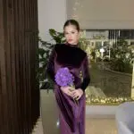 PURPLE RAIN Maxi Long-sleeve With High Neckline And Velvet Texture - Image 2