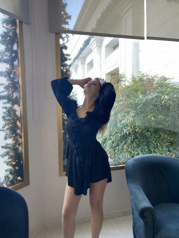 WATCH ME DANCE Mini Long-sleeve Dress With Inner Shorts And Frill Details - Image 5
