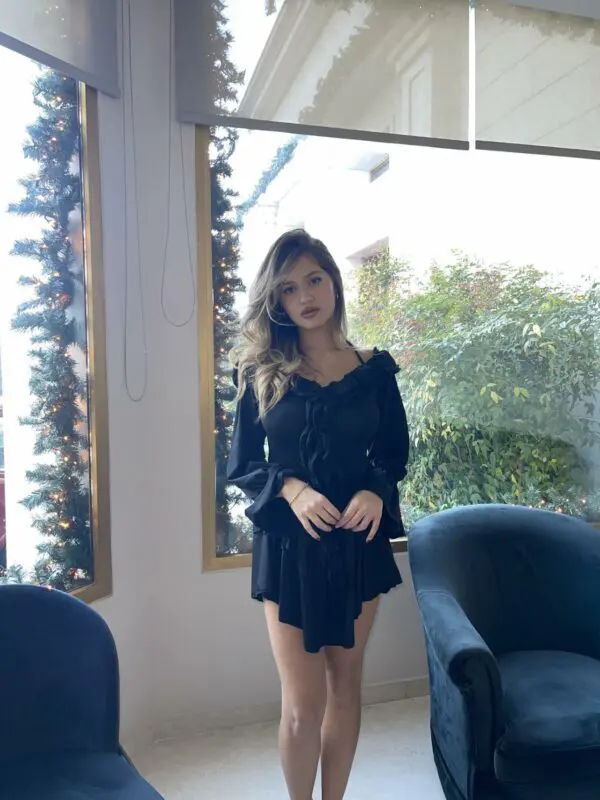 WATCH ME DANCE Mini Long-sleeve Dress With Inner Shorts And Frill Details - Image 7
