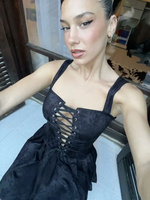 WILD FOR THE NIGHT Mini Αμάνικο Φόρεμα Με Λεπτομέρειες Από Κορδόνια -Κορσές - Image 5