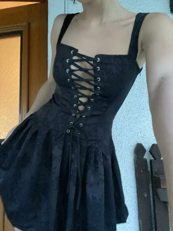WILD FOR THE NIGHT Mini Αμάνικο Φόρεμα Με Λεπτομέρειες Από Κορδόνια -Κορσές - Image 6