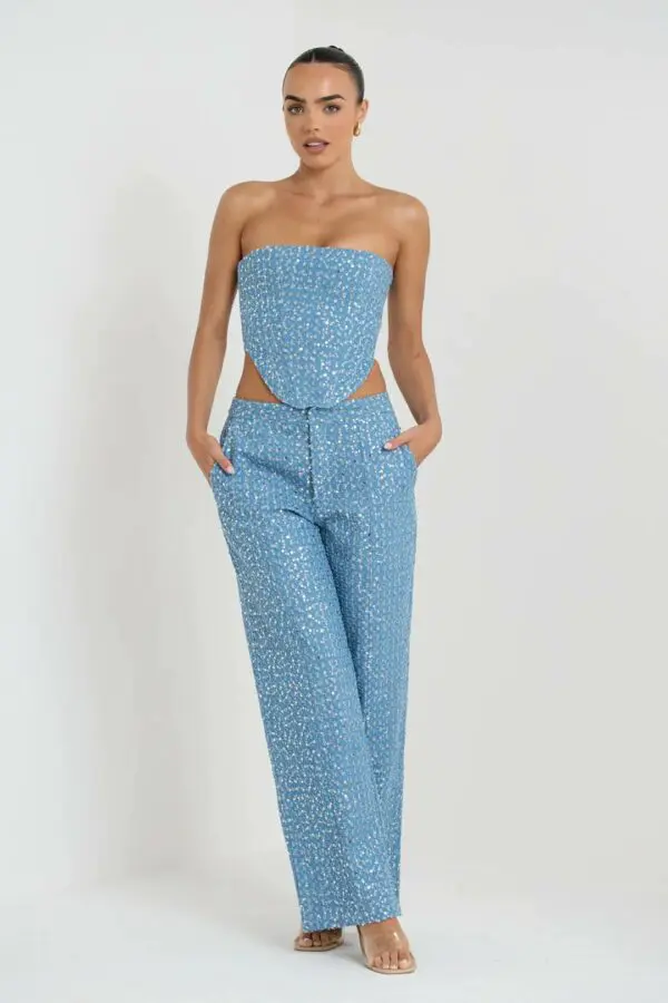 DON'T CALL ME YOURS DENIM Pants With Sequins Details - Image 4