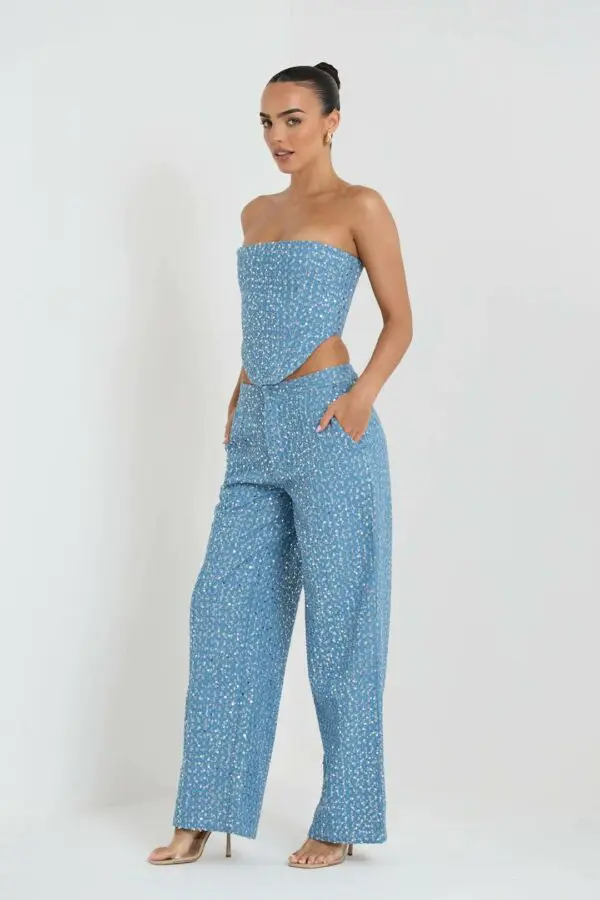 DON'T CALL ME YOURS DENIM Pants With Sequins Details - Image 5