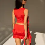 READY FOR FUN Σετ - Αμάνικο Τοπ Με Mini Φούστα / Λεπτομέρειες Με Βολάν Και Κορδόνια - Image 3
