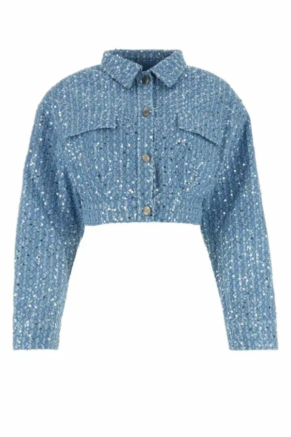 DENIM Crop Jacket With Sequin Details - Image 2