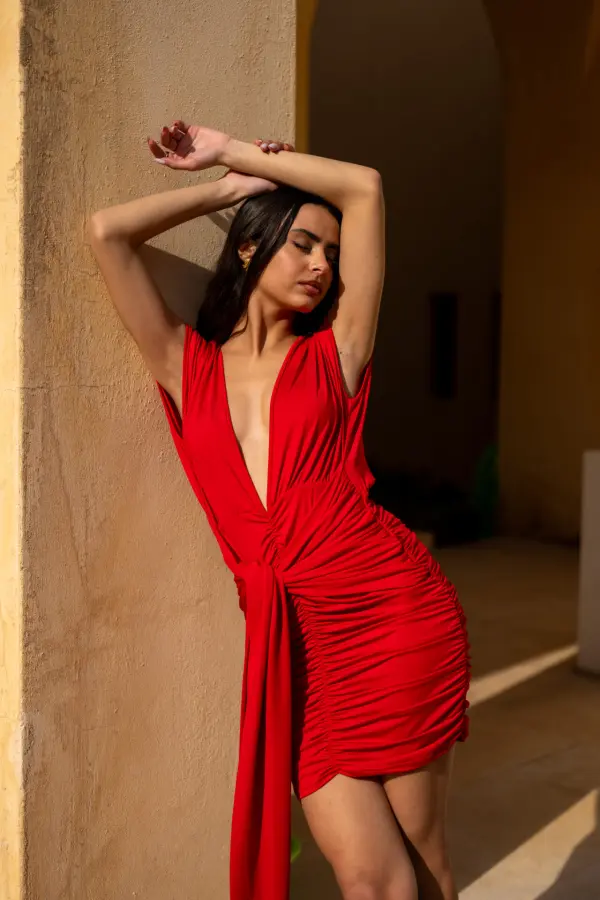 SHOUT OUT Mini Drape Sleeveless Dress