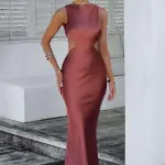 MAIN VIBE Maxi Σατέν Φόρεμα Με Ανοιχτή Πλάτη