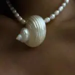 Handmade Necklace Decorated With Natural Pearls And Shell